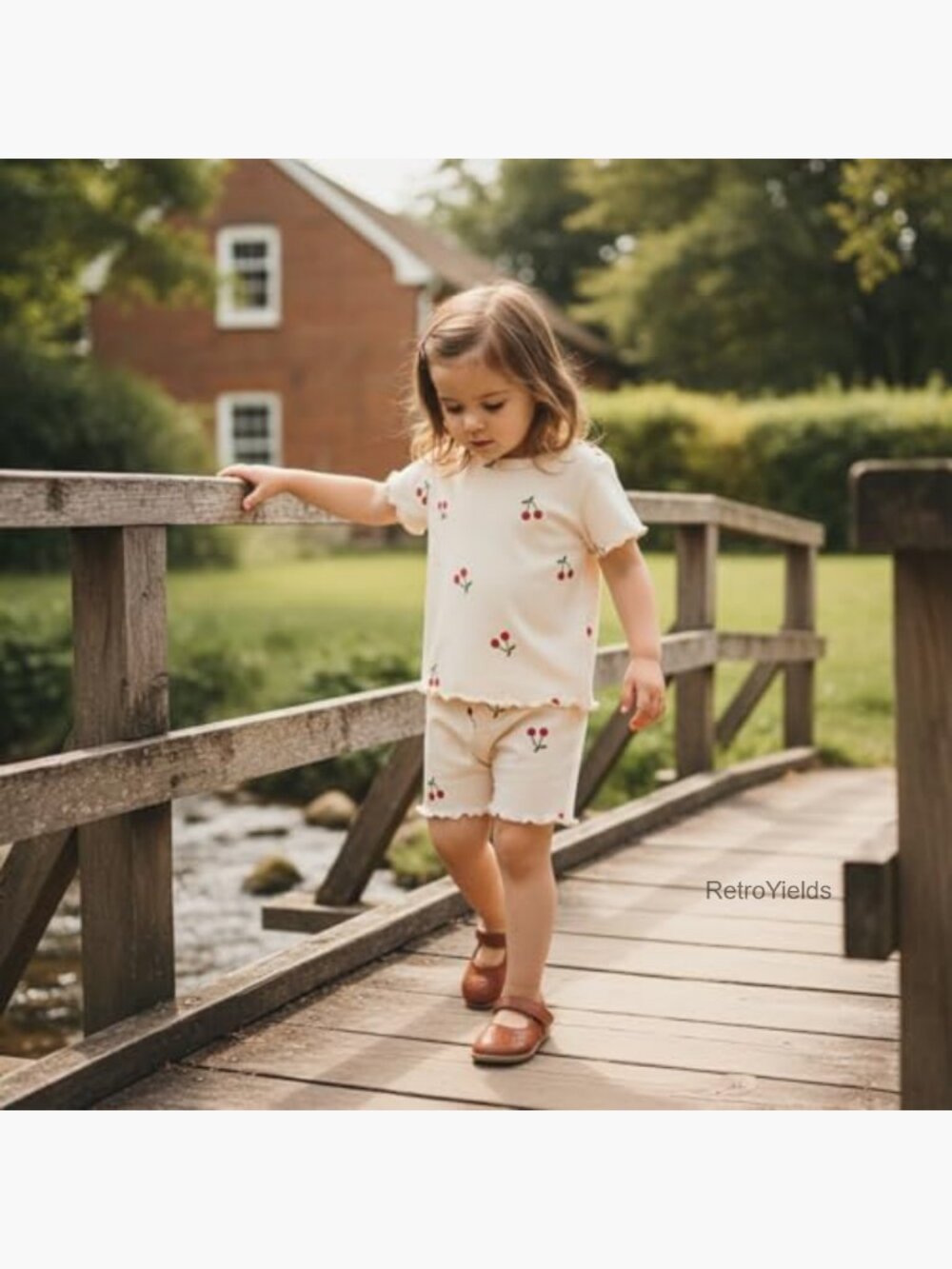 Toddler Girl 2-Piece Summer Outfit Short Sleeve Top & Shorts Set Sizes 3M-4T - Picture 4 of 7